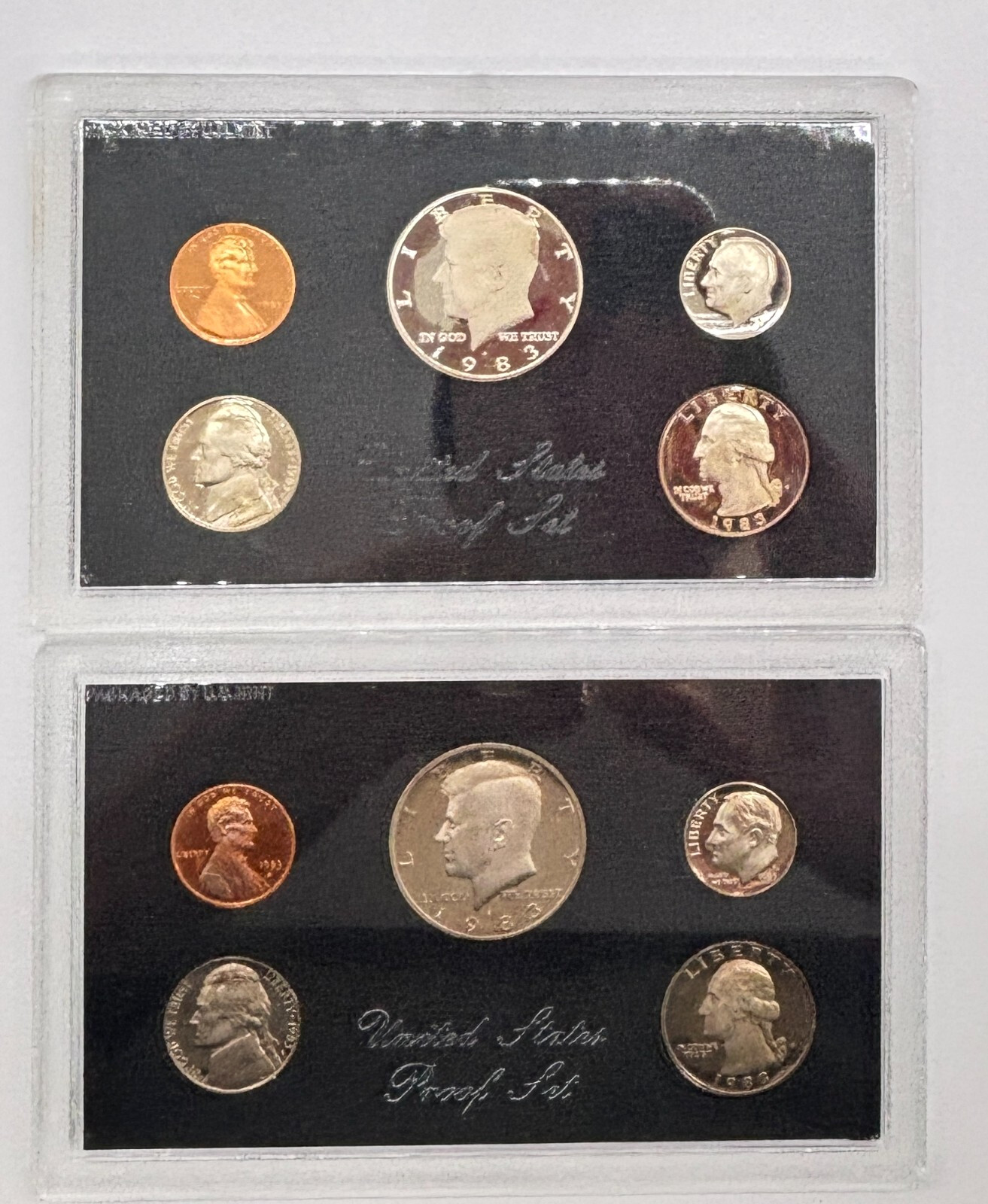 2 1983 Mint Proof Sets 5 Coins in Each - in OGP