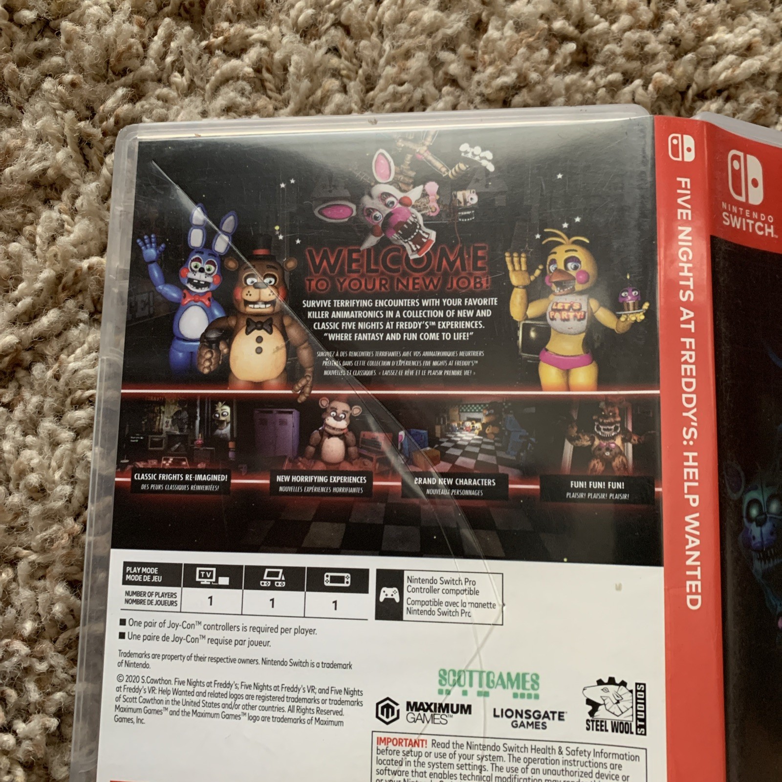 Empty Replacement Case! Five Nights At Freddy’s : Help Wanted Nintendo Switch