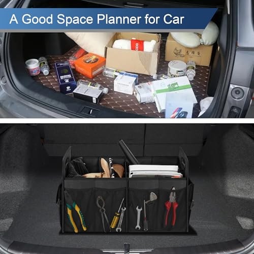 Car Trunk Organizer, Trunk Storage Organizer with 72L Capacity Large Black