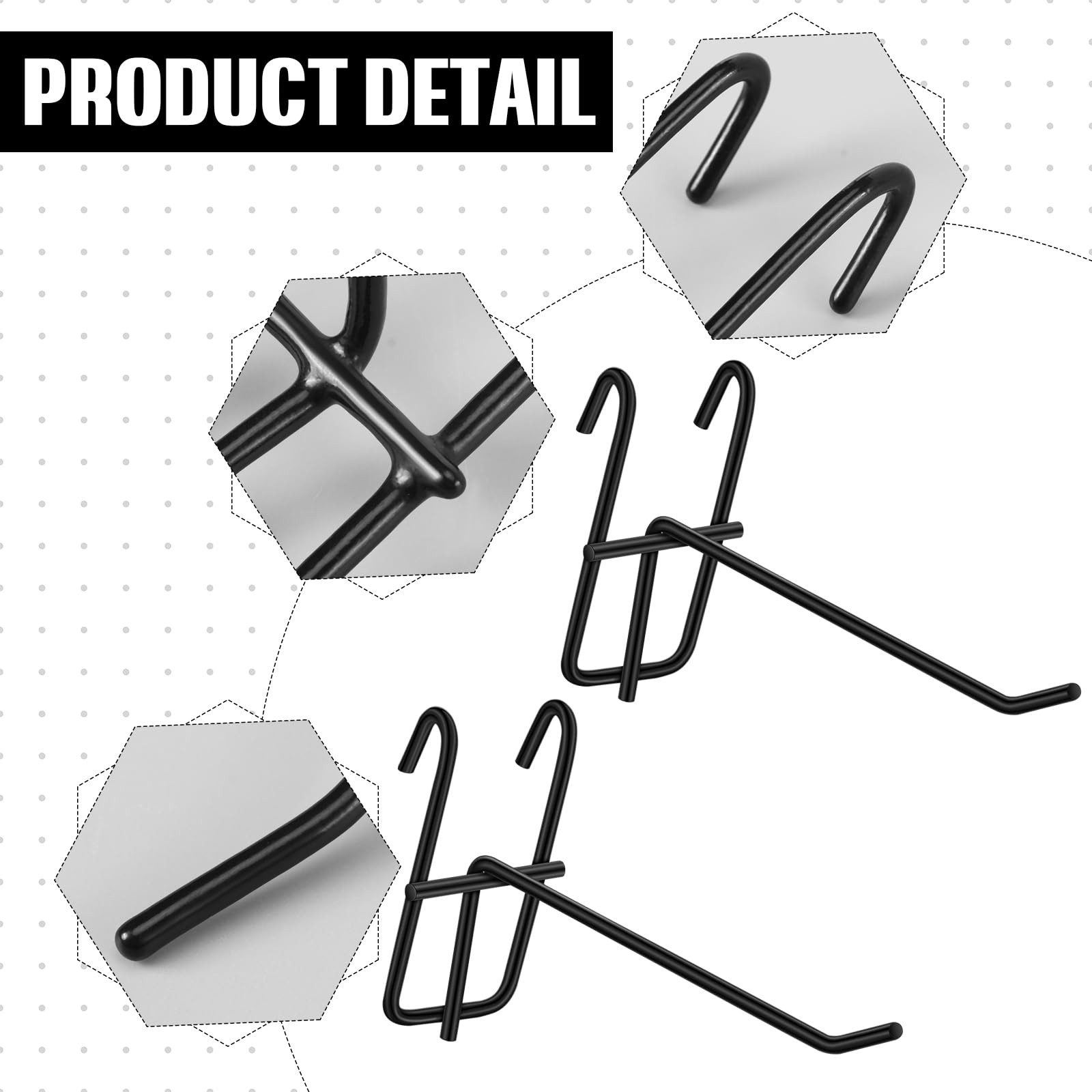 2 Pcs 4 Inch Grid Wall Hooks Gridwall Panel Hooks Store Wall Mount Garage Org...