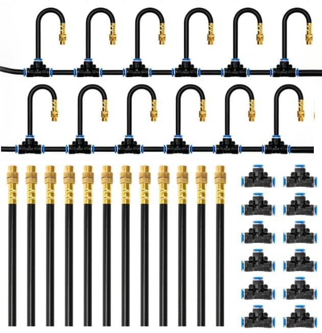 1/4" Drip Irrigation System, Adjustable Copper Nozzles 7.8ft Rod Length, 12pc...