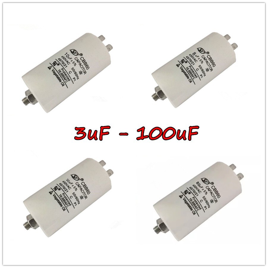 450v 3-100UF MFD 450V AC MOTOR START RUN CAPACITOR with STUD TERMINAL 4 PINS