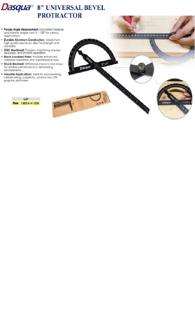DASQUA 6 X 8" UNIVERSAL BEVEL PROTRACTOR (1804-4105)