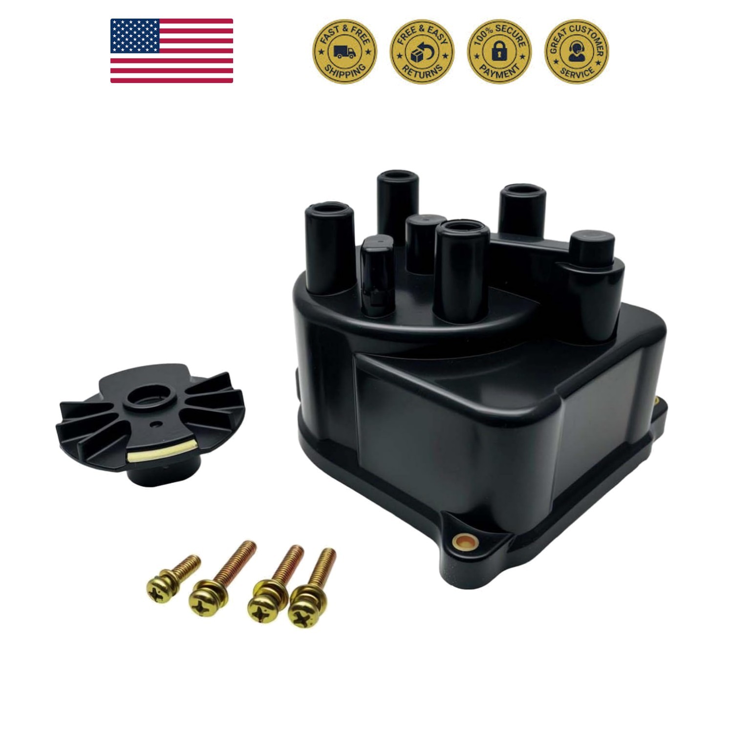 Ignition Distributor Cap and Rotor Kit Set 30102-P54-006 Compatible with 1992...