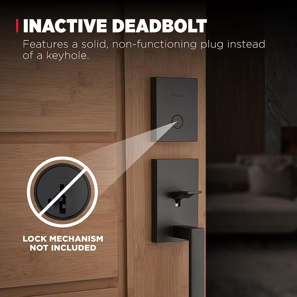 San Clemente Matte Black Keyed Entry Door Handleset and Non-Functioning Door Han