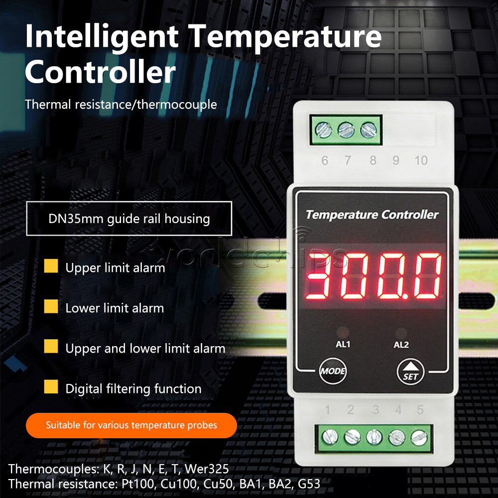 AC100-240V Din Rail Intelligent Digital Temperature Controller Thermostat 8-24V