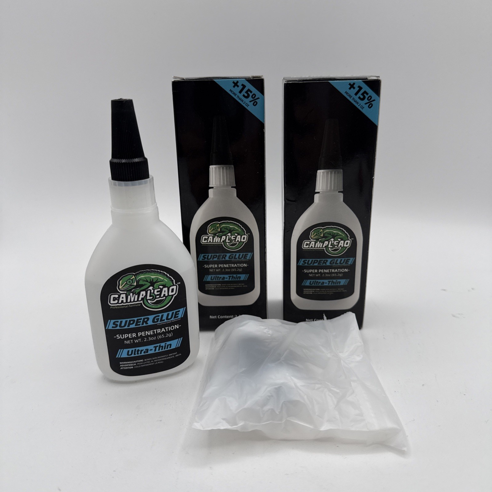 2 - Camaleao Super Glue 2.3 oz Cyanoacrylate Glue for Plastic Wood Home Repair