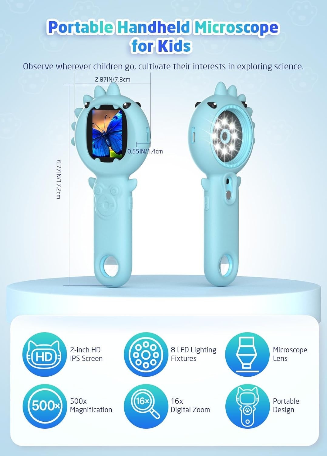 Mini Handheld Microscope Supporting Multiple Viewing Angles, Outdoor Educational