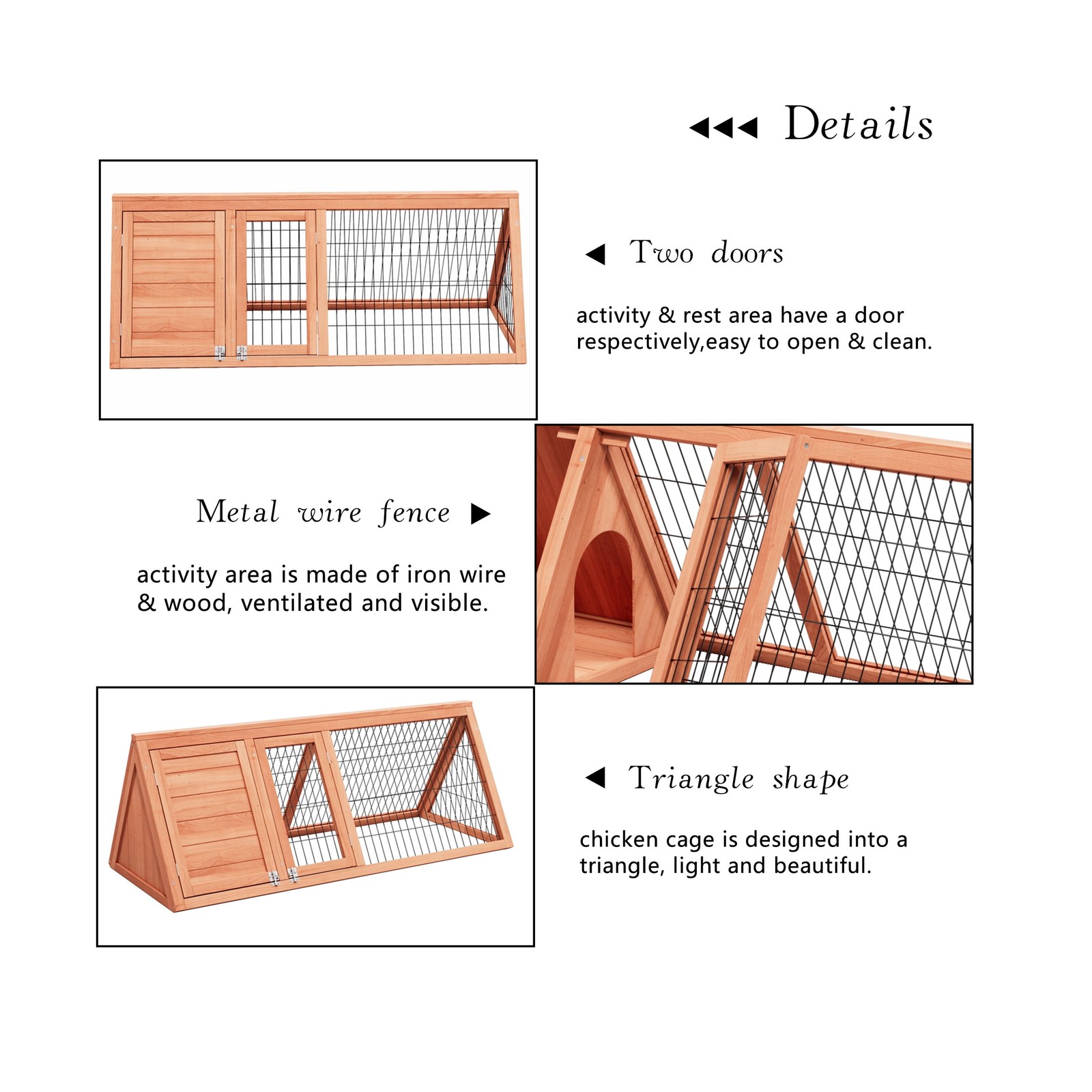 Rabbit Hutch Small Chicken Coop Wooden Pet House Bunny Cage for Small Animals