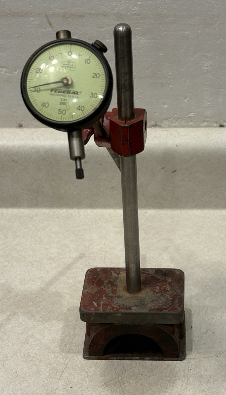 Vintage Federal No. C81  Dial Indicator .001” Full Jeweled – Magnetic Base – USA