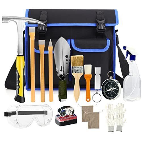 17PCS Geology Rock Pick Hammer Kit, 32oz Hammer & 3 PCS Digging Chisels Set