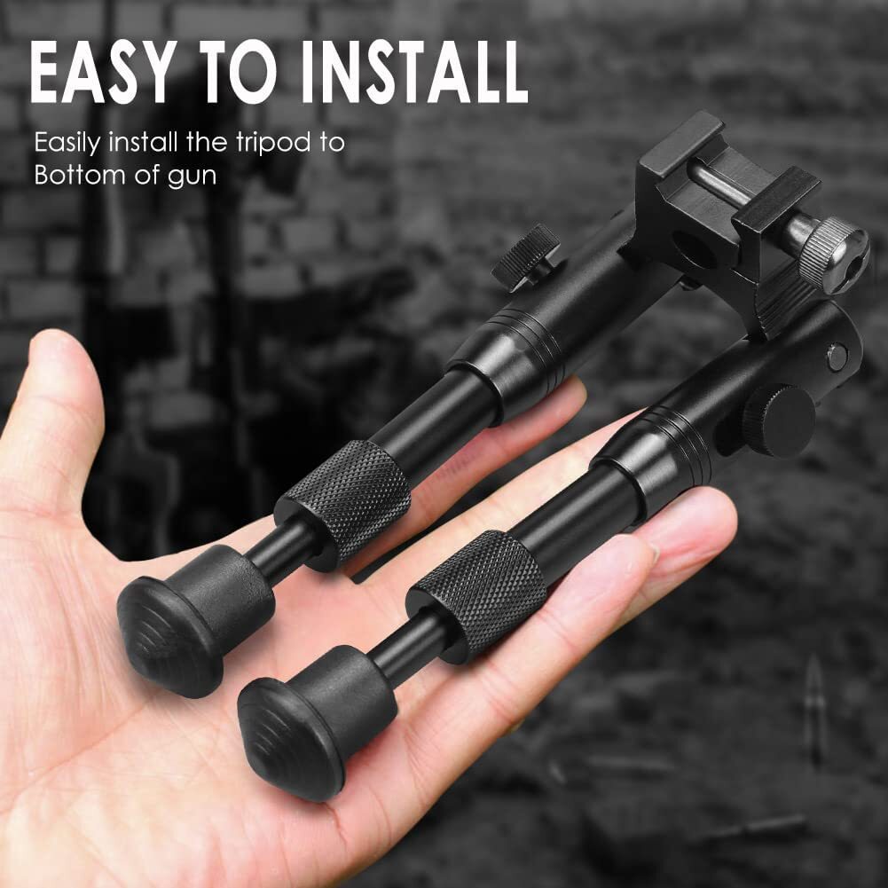 6''Spring Return Hunting Rifle Bipod with Ring Mount/Swivel Adapter/Barrel Mount