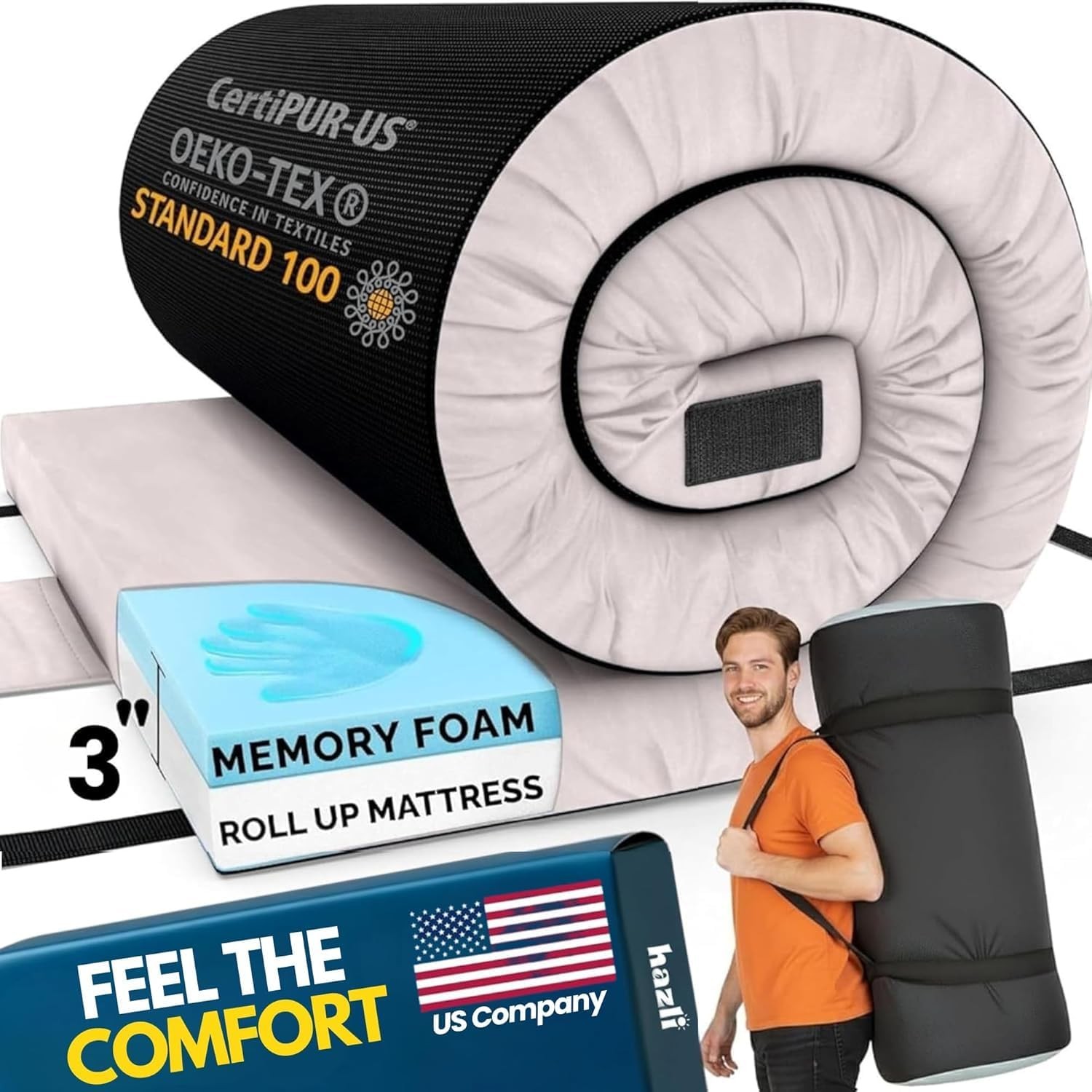 Matrix AirCell Memory Foam Camping Mattress Pad - CertiPUR-US Roll Up Mattress