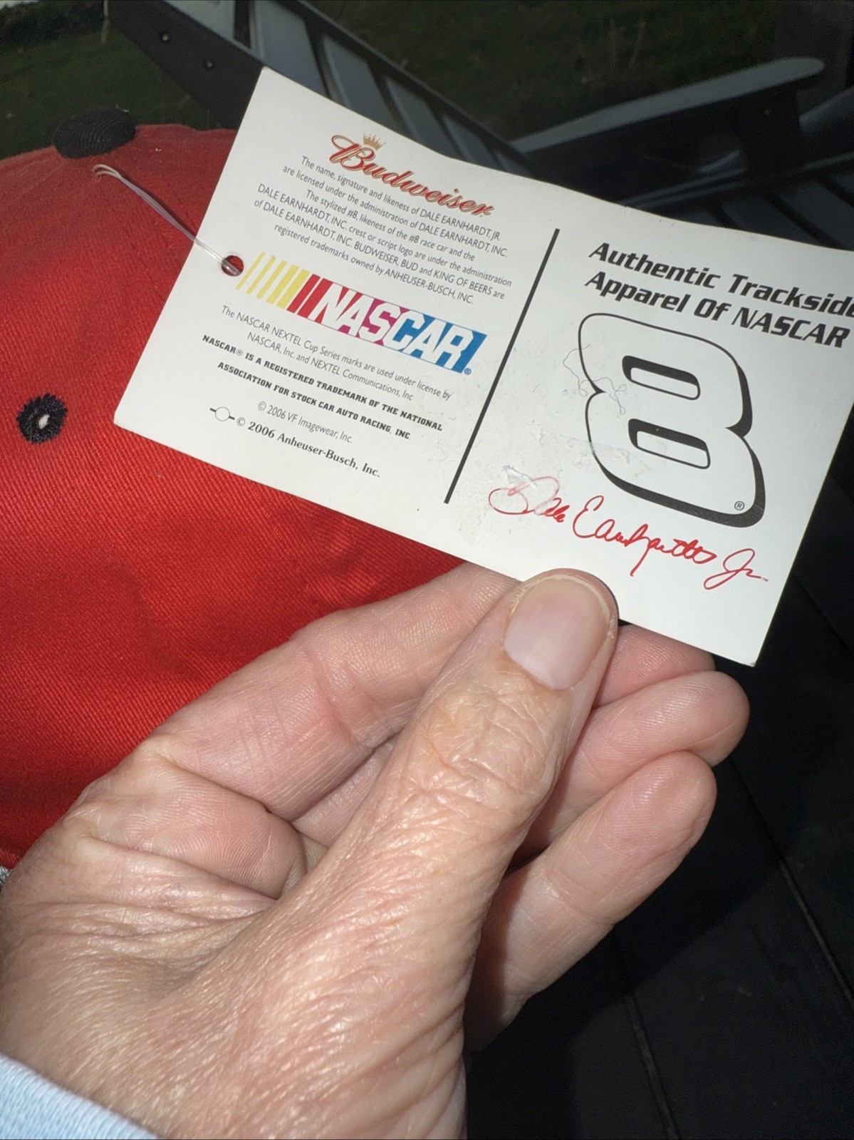 Dale Jr #8 Red Hat Cap NASCAR Chase Authentics Hook Loop Decorative Bill EUC
