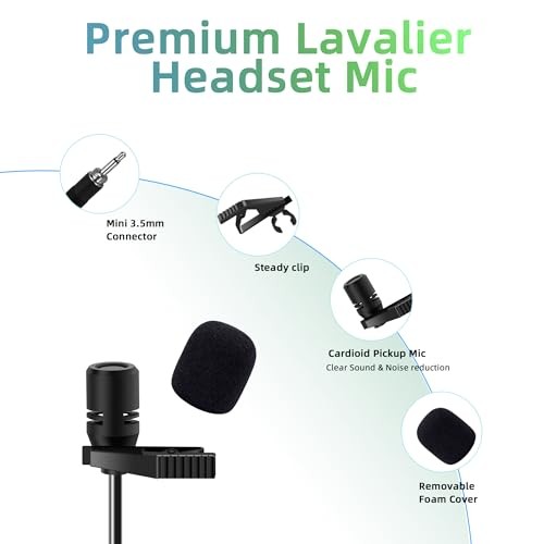Lapel Wireless Microphone System with Headset & Lavalier Mics, 4 Channel UHF