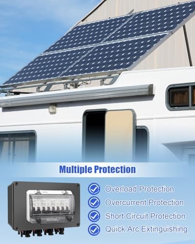 Solar Panel Disconnect Switch DC Circuit Breaker Box, 4 String 32 Amp