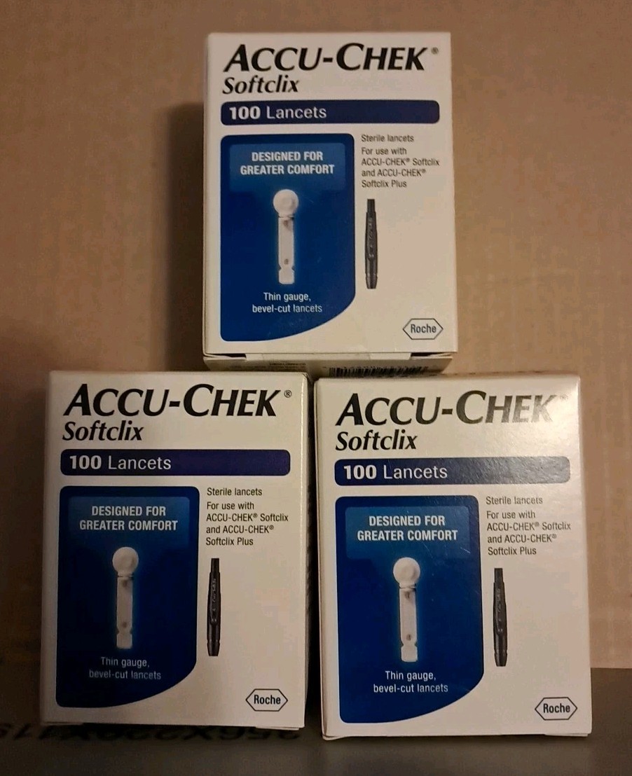 3x Accu-Chek Softclix 100 Lancets Diabetic Blood Glucose Testing Exp 2022