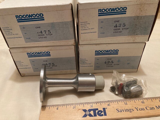 WHOLESALE LOT  (4) - CAST BRASS COMMERCIAL GRADE  - SATIN CHROME DOOR STOPS-USA