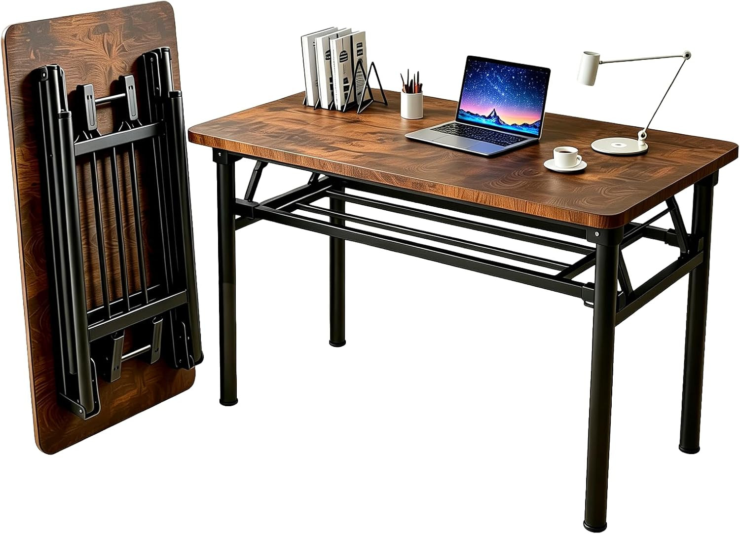 Folding Desk for Small Spaces, 39.4 Inch Foldable Computer Desk, No Assembly Req