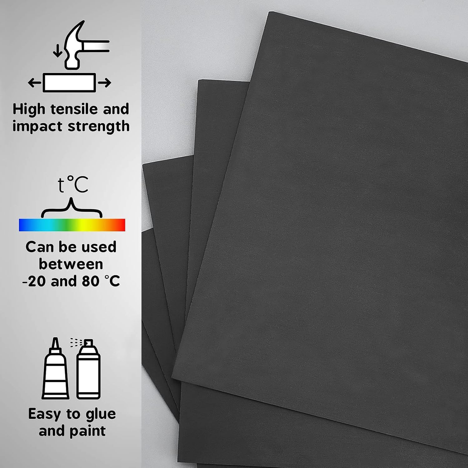 5 Sheets 3mm Black PVC Foam Sheet A4 Lightweight Rigid Foam, Sand Table Model...