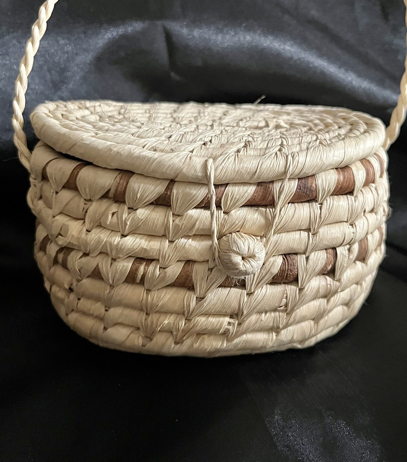 Hanging Basket With Lid 5” Wide 4” Long 3” Tall Hand Made Notch Closure Multiuse