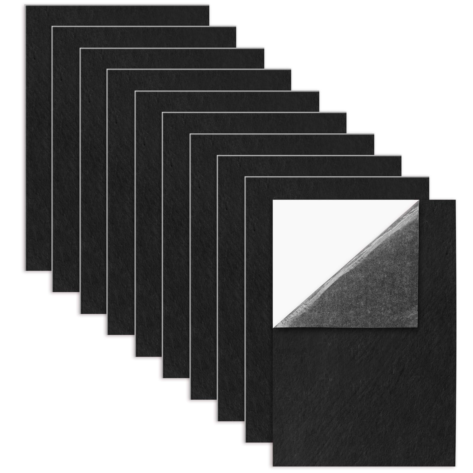 10 Pack Self Adhesive Felt Sheets - Black Felt Fabric with Adhesive Backing -...
