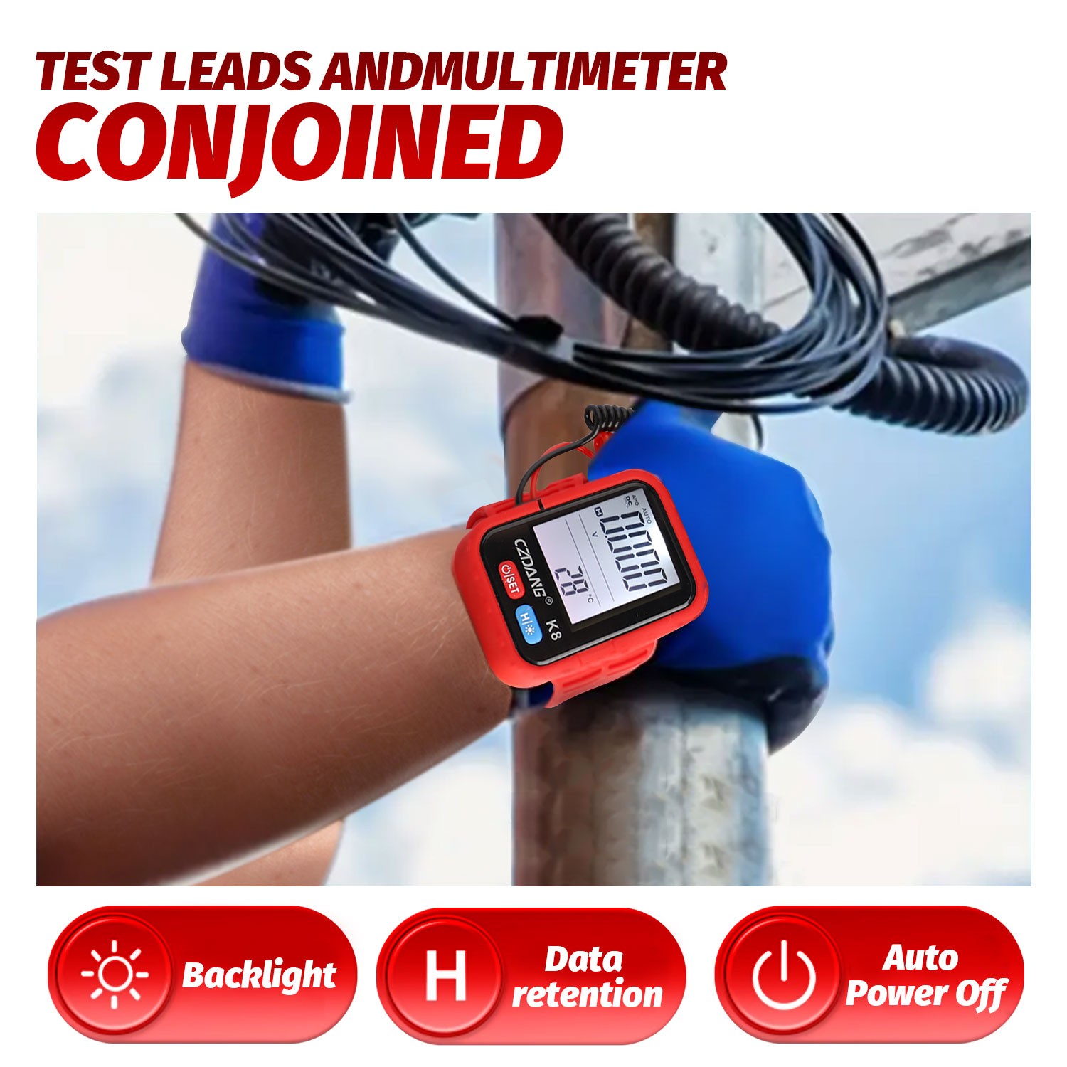 Wristband Digital Multimeter AC DC Voltmeter Ammeter Ohmmeter Volt Tester Meter