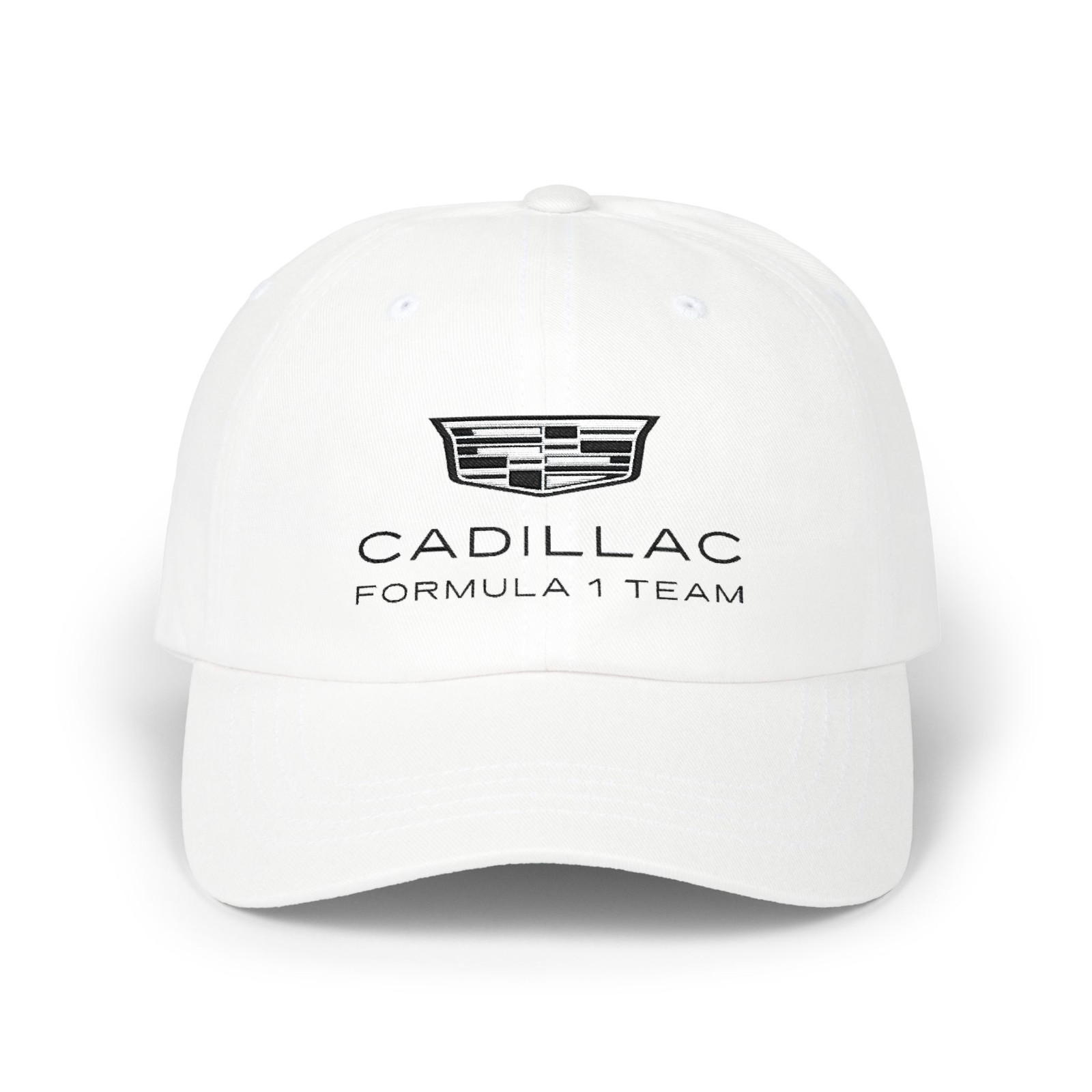 F1 Cadillac White Embroidered Dad Hat Adjustable Strap Casual Gift for Fans