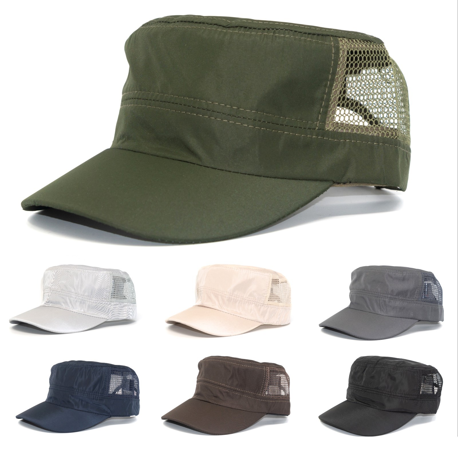 Unisex Military Cadet Hat Army Patrol Cap Mesh Breathable Outdoor Adjustable Hat