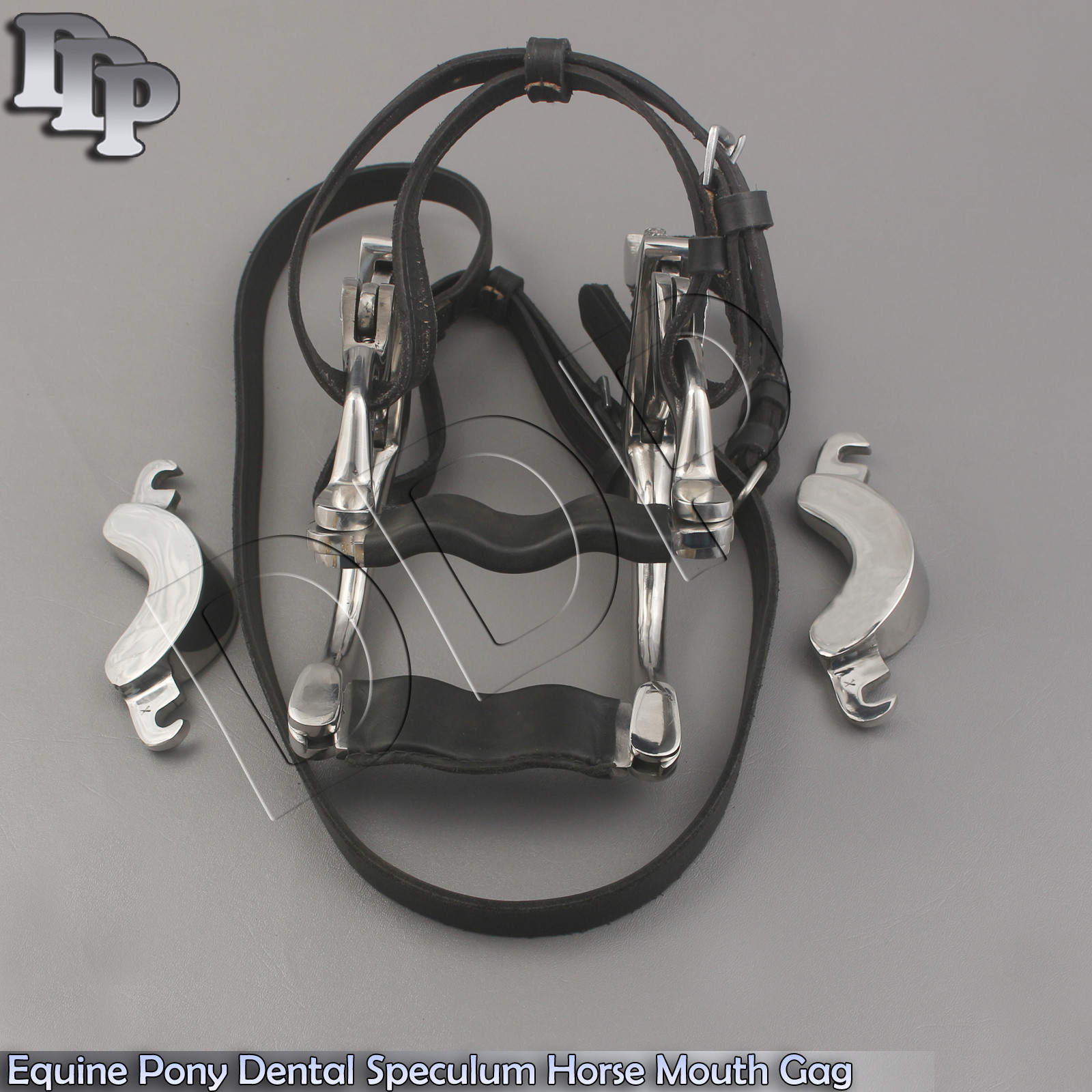 Equine Pony Dental Speculum Horse Mouth Gag Stainless Steel Leather, Forged