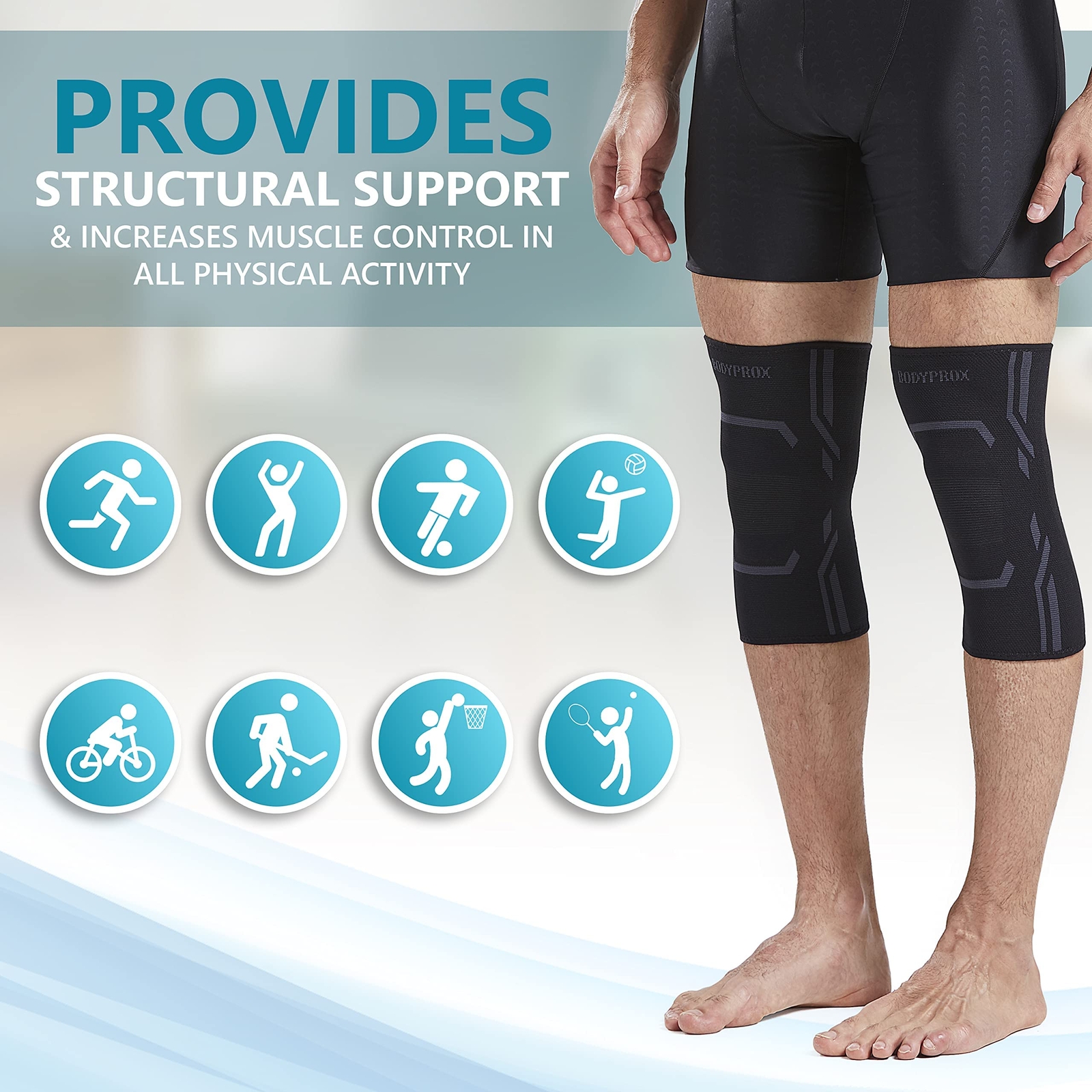 Knee Compression Sleeve 2 Pack Large Men Women Support Brace Running Workout