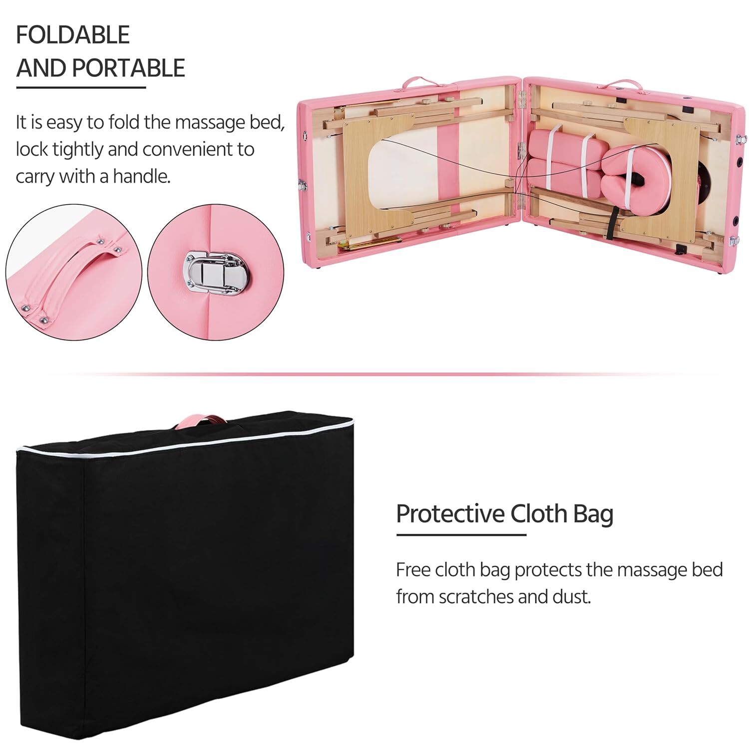 Yaheetech 3 Folding 84 Inch Portable Adjustable Massage Bed with Non-Woven Bag