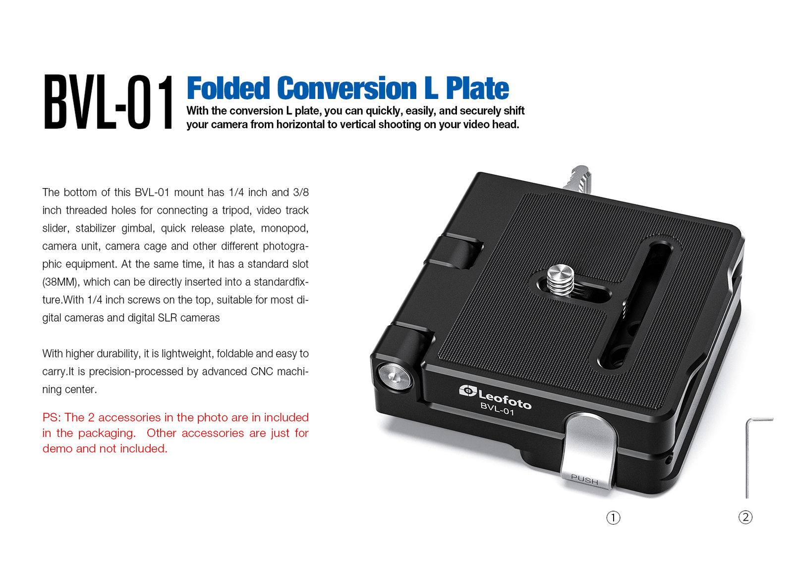 Leofoto BVL-01 Foldable Conversion L plate USA Warranty