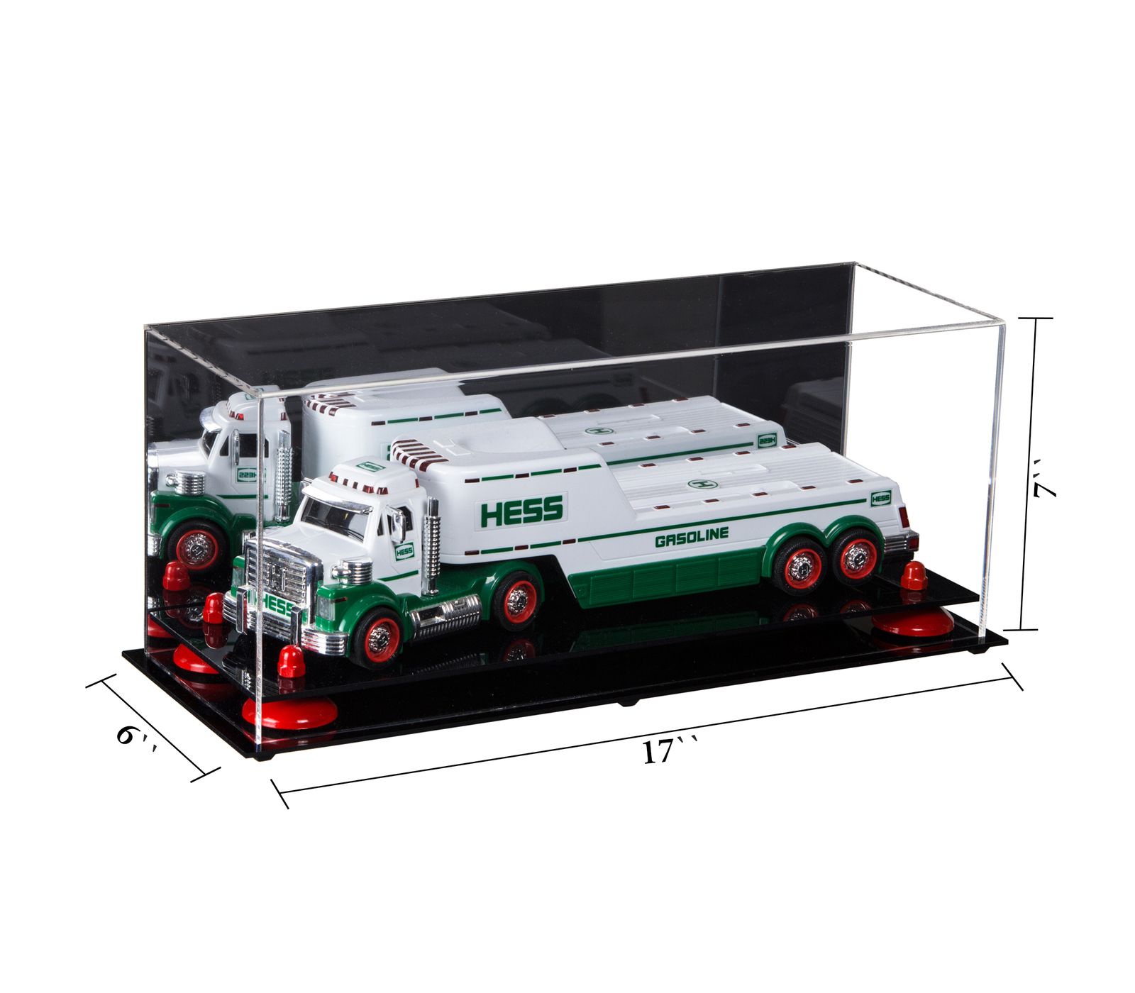 Versatile Large Rectangle Box with Red Risers and Mirror 17" x 6" x 7" (A019-RR)
