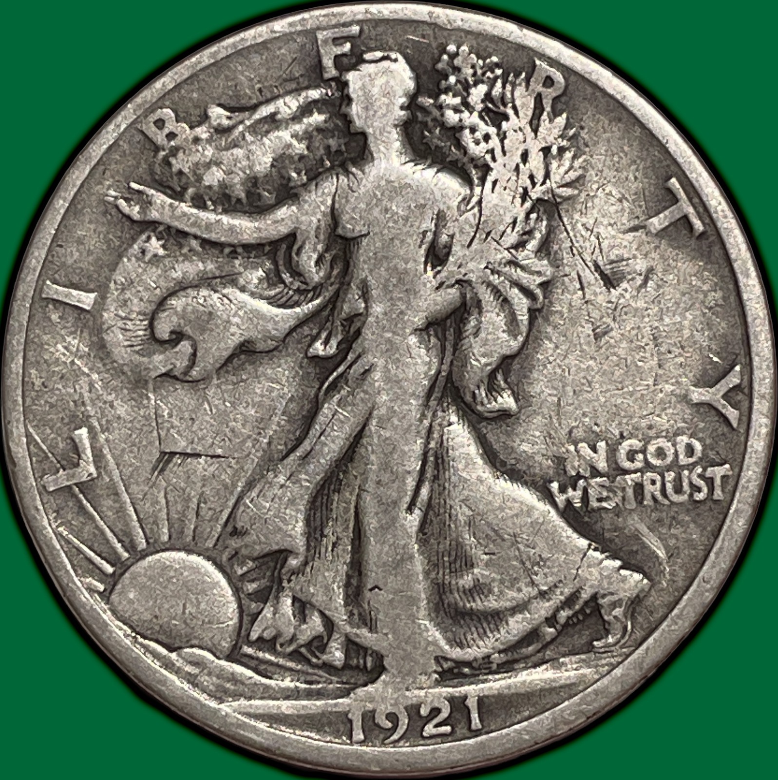 1921-S Walking Liberty Half Dollar Choice Fine F+ Coin #43785