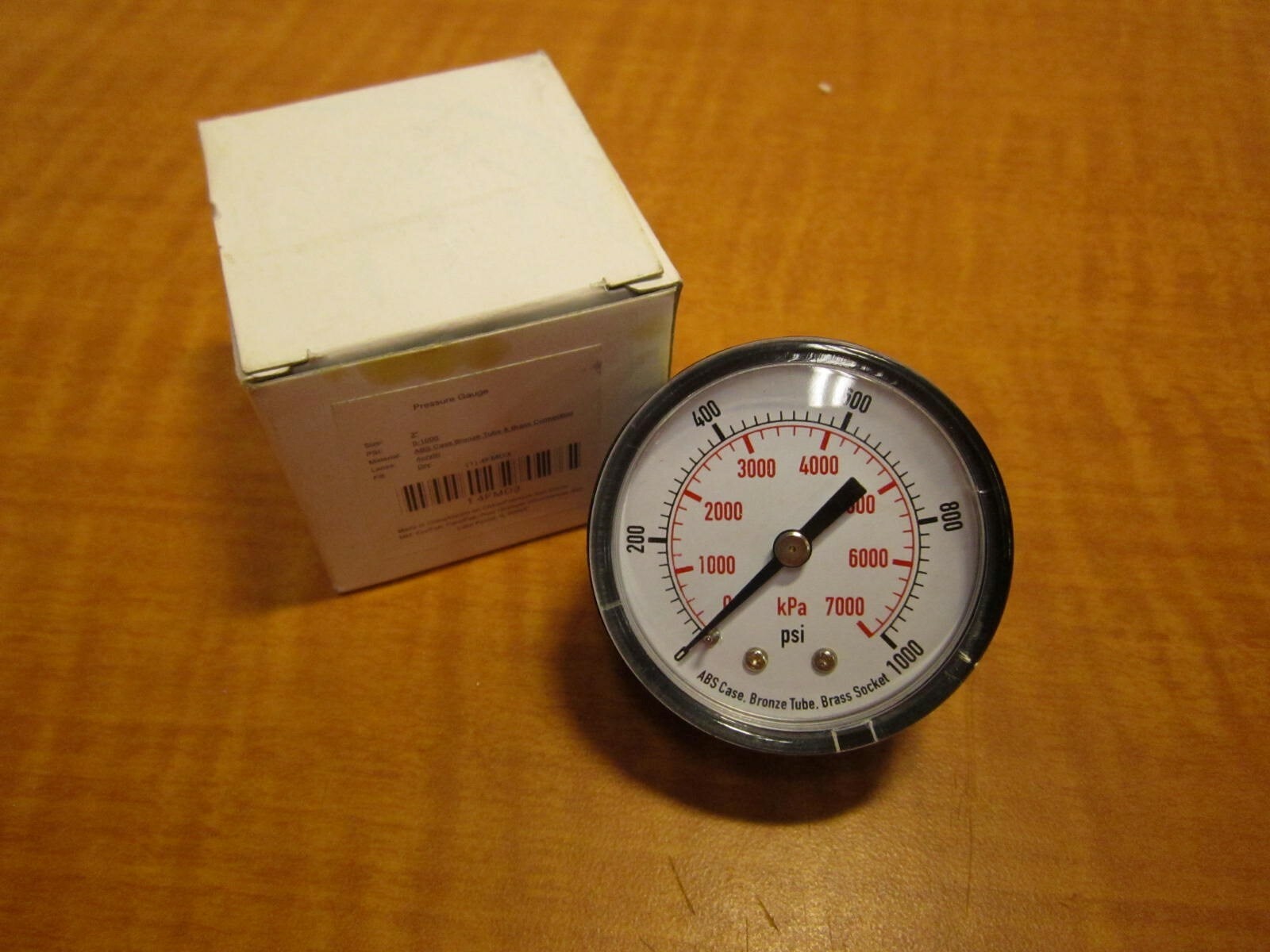 Test 2" Pressure Gauge 1/4" NPT 0 to 1000 psi 0 to 7000 kPa Back Connection NEW