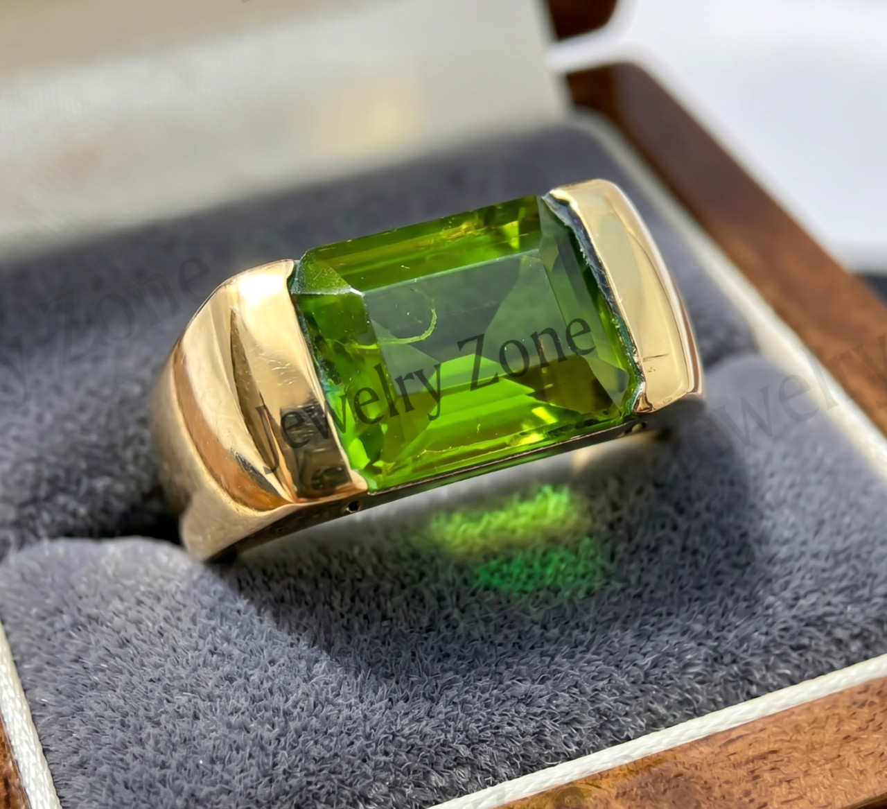 Natural Peridot Men's Ring 925 Sterling Silver Men Handmade Engagement Ring