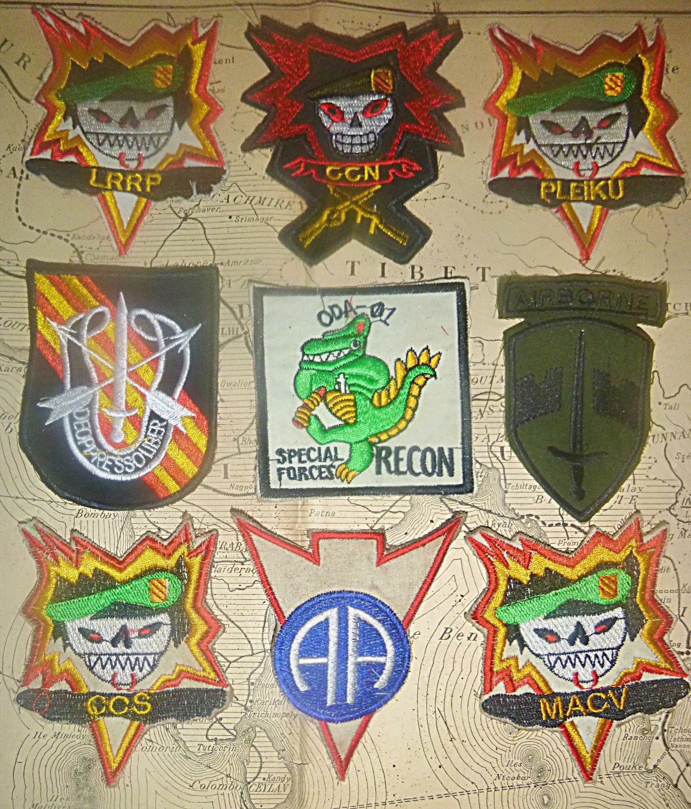Lot of 9 Patch - Shell Burst Special Forces - MACV - LRRP - Vietnam War - 9-26