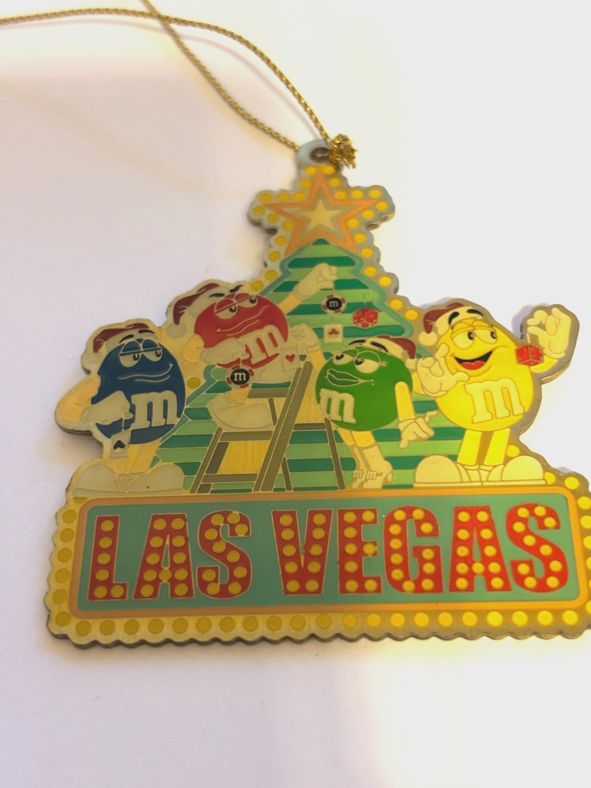 Las Vegas Sign and M&M Christmas Ornaments set of 2 Casino Ornaments