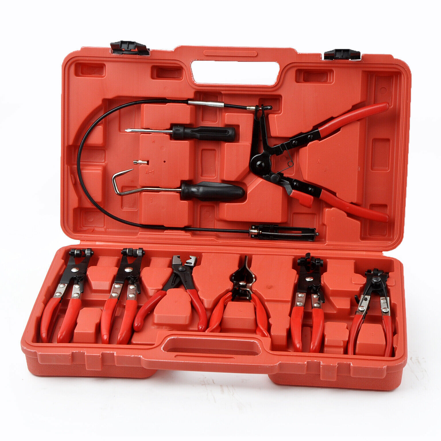 Pro 9PC Hose Clamp Clip Plier Set Swivel Jaw Flat Angled Band Automotive Tools