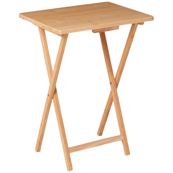 Mainstays Folding Tv Tray Table Dinner Portable Desk Natural 19 X 15 X 26 In
