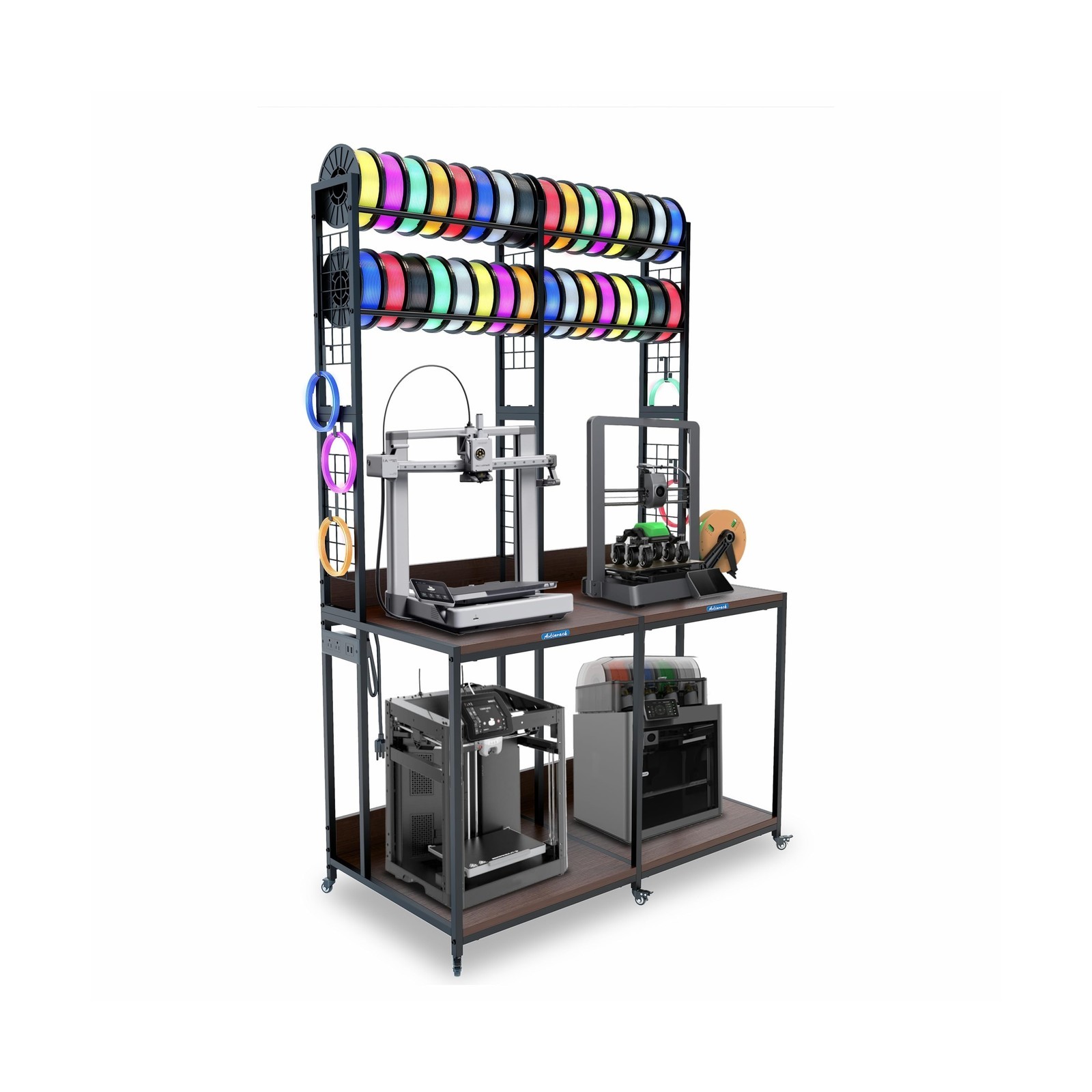 2025 Upgraded Dual 3D Printer Stand with Filament Storage Workstation, Extend...