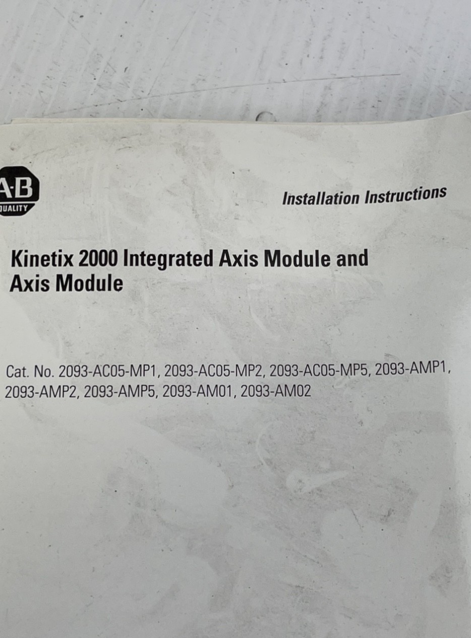 Allen-Bradley Kinetix 2000 Axis Module Installation Instructions Publication