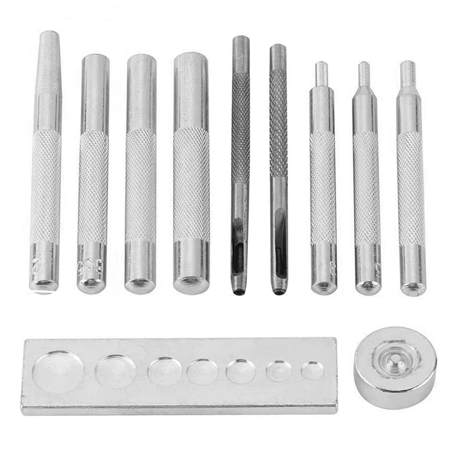 11Pcs Leather Snap Fastener Setter Punch Tool Kit Rivet Setting Hole Punch