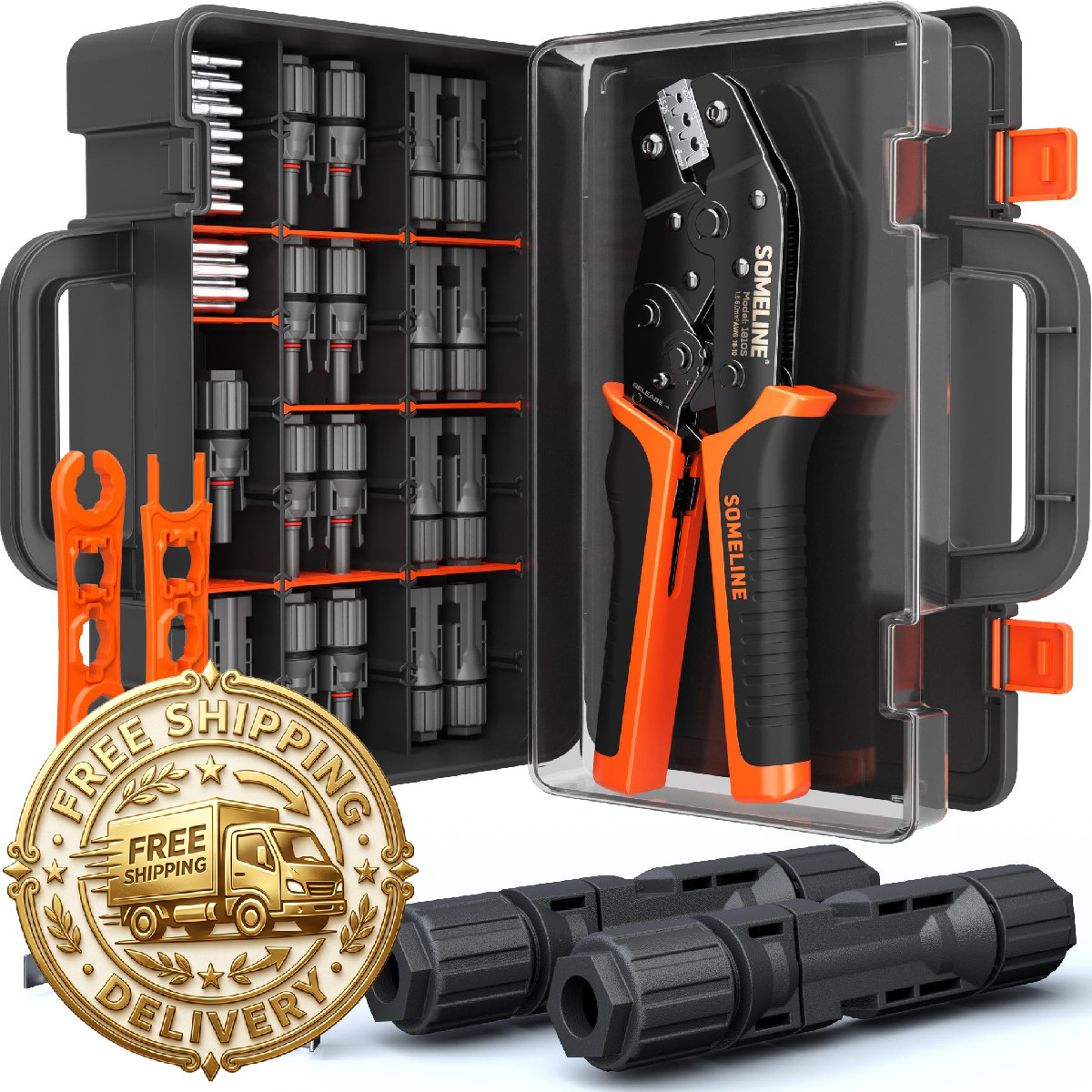 Someline Connector Crimping Tool Kit 14-10 Awg Crimper For Panel Cable Wire 12