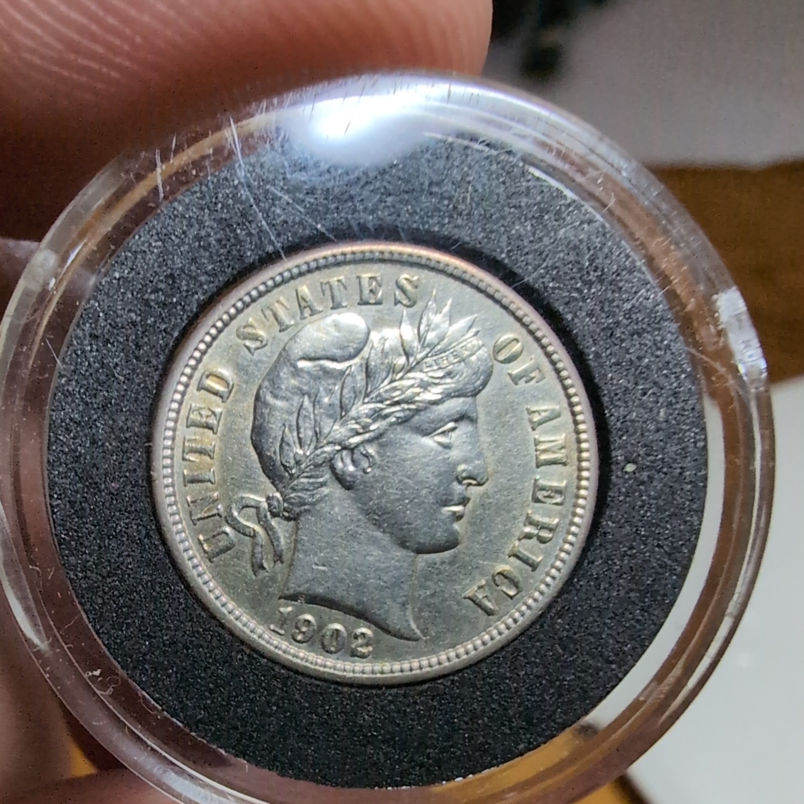 1902-P 10C BARBER SILVER DIME - EF to AU - Very Nice Coin!!!