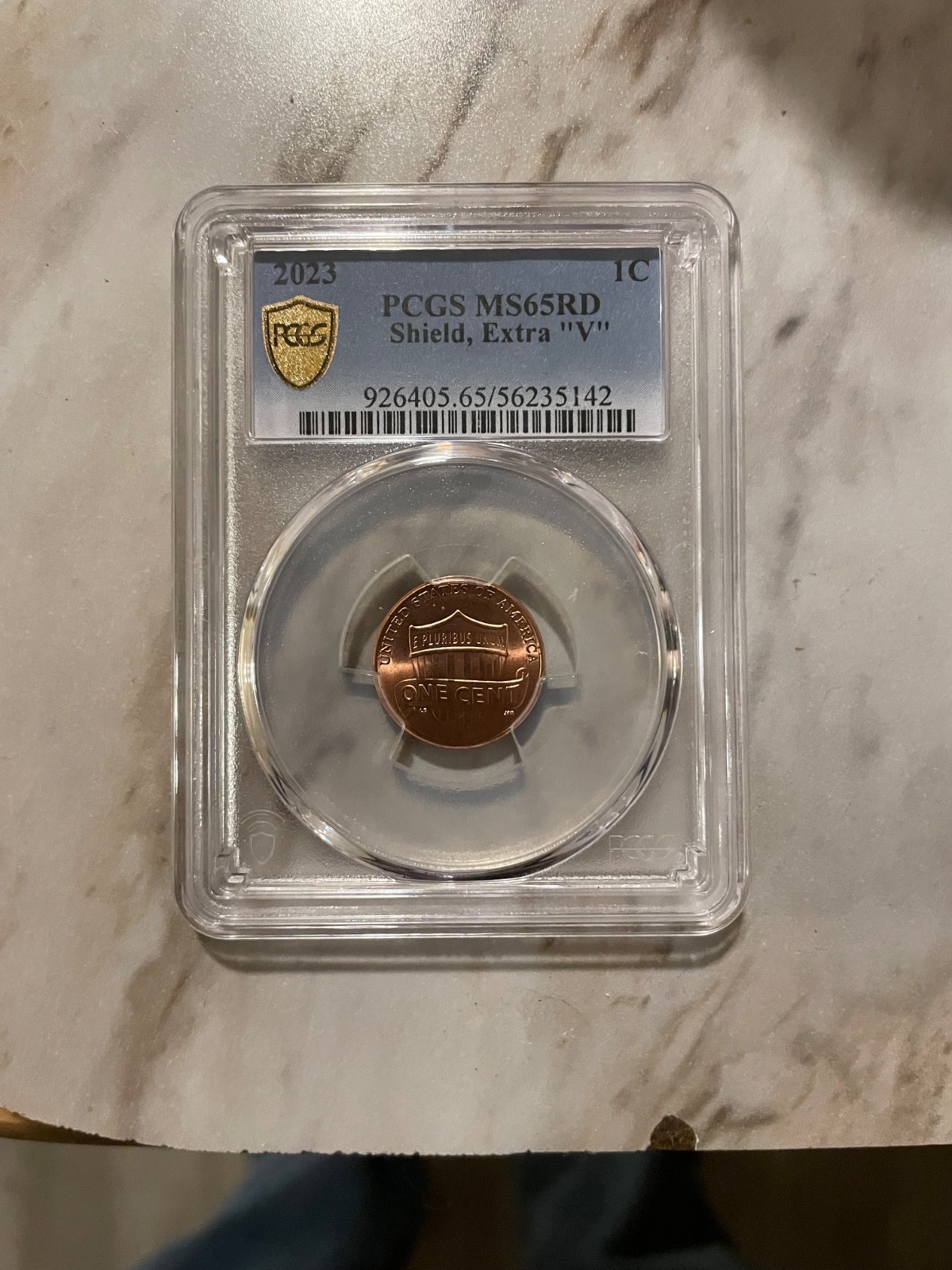 2023 EXTRA ' V ' ERROR VDB V PCGS MS65 RD LINCOLN SHIELD PENNY CENT RARE VARIETY