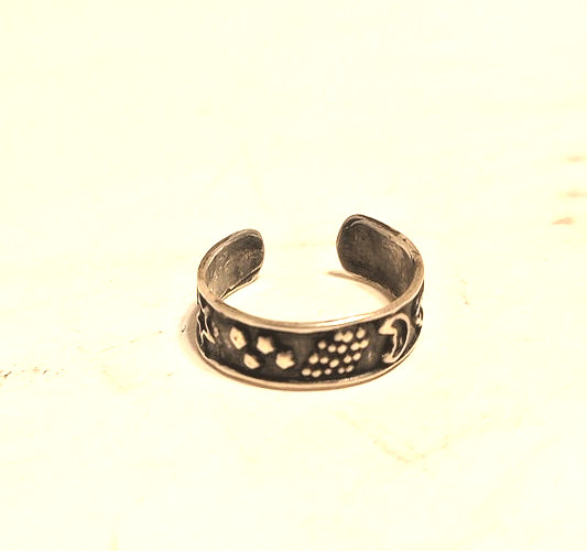 Sun Moon & Stars Sterling Silver toe ring 925 adjustable New Vintage