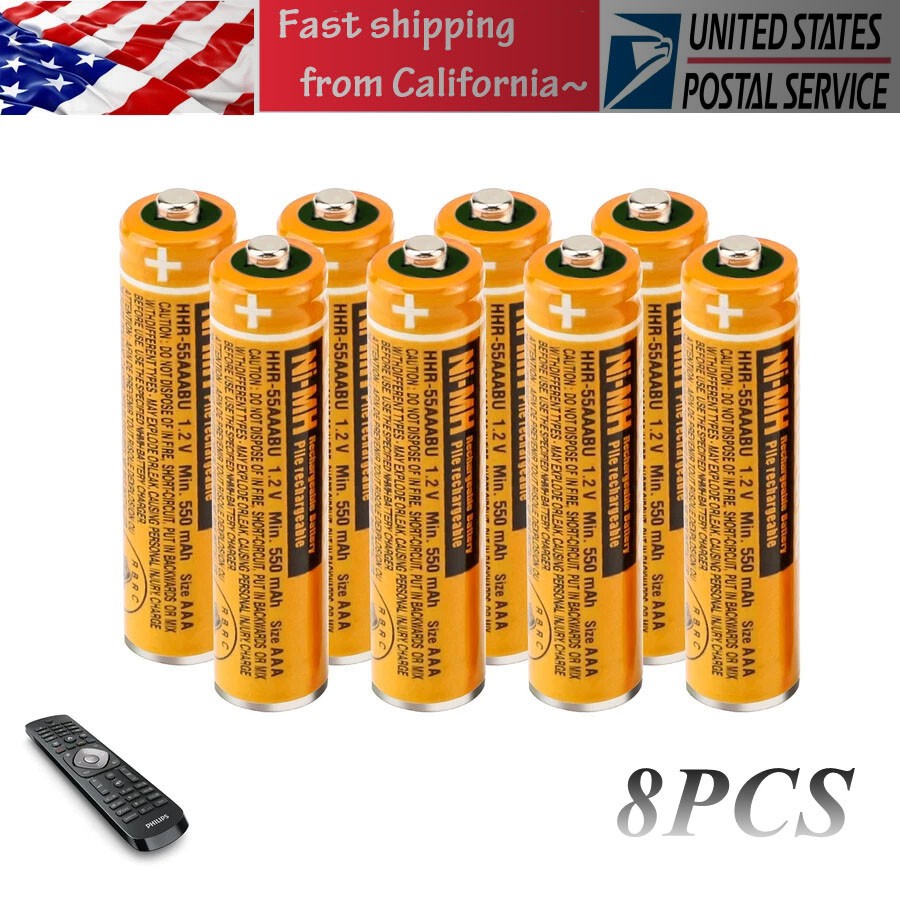 8pcs AAA Rechargeable Batteries for Panasonic Cordless Phones 550MAH 1.2V NI-MH