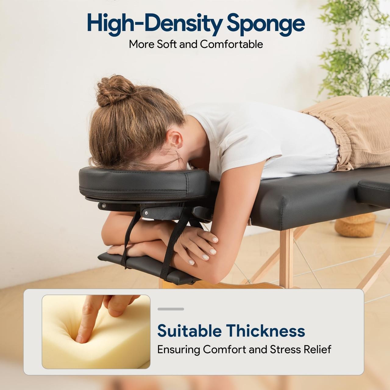 Massage Table Portable Wooden Lash Bed 24" Wide Adjustable Height 2-Fold